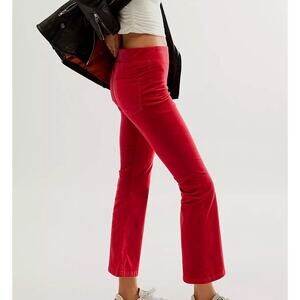Free People In My Feelings Velvet Pants Trousers Red Crop Slim Flare Large Boho